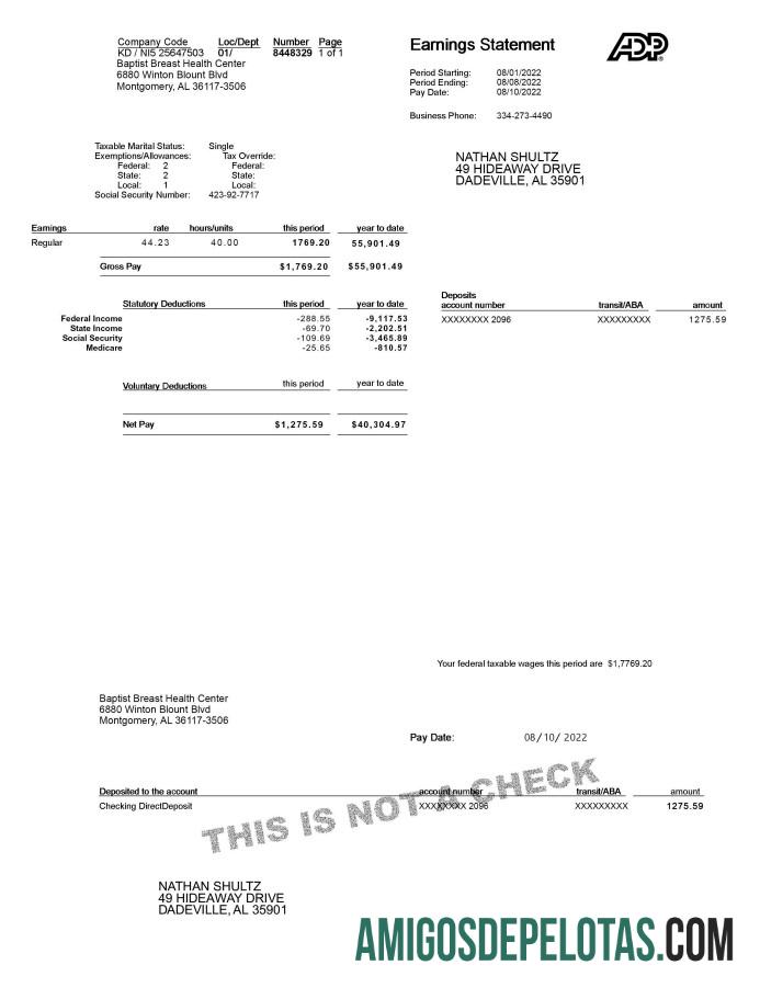 Demonstração de ganhos da ADP baixar para verificação